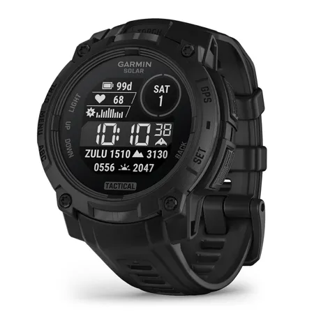 Garmin Instinct 3 Solar Tactical Edition GPS Smartwatch w/Silicone Band, Black 45mm